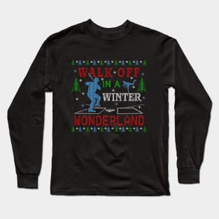 Walk Off in a Winter Wonderland Baseball Ugly Christmas Sweater Design Long Sleeve T-Shirt